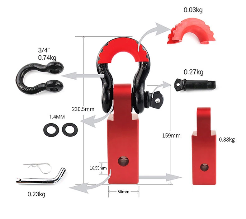 Aluminum Solid Shank Shackle D-Ring Receiver