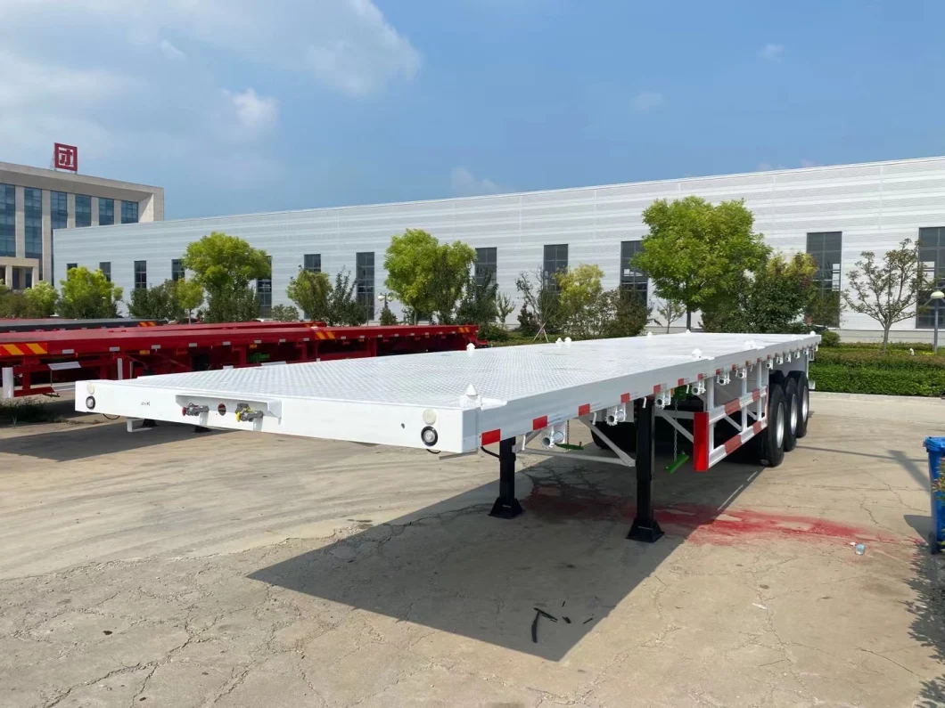 3 Axles 60 Tons Flatbed/Lowboy/Skeleton/Cargo Flatbed Container Shipping Truck Semi Trailer