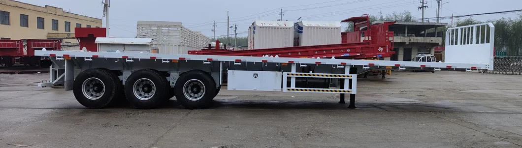 Huge Discount Factory Price Truck Cimc HOWO Shacman Tht 12 Twist Locks Flat Deck Bed Platform 60t Semi 3 Tri Axles 40FT Feet Flatbed Container Trailer for Sale