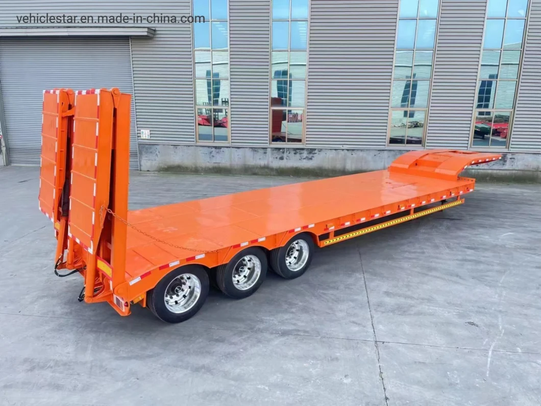 3 Axles 60tons Heavy Duty Lowbed Lowboy Low Loader Semi Trailer