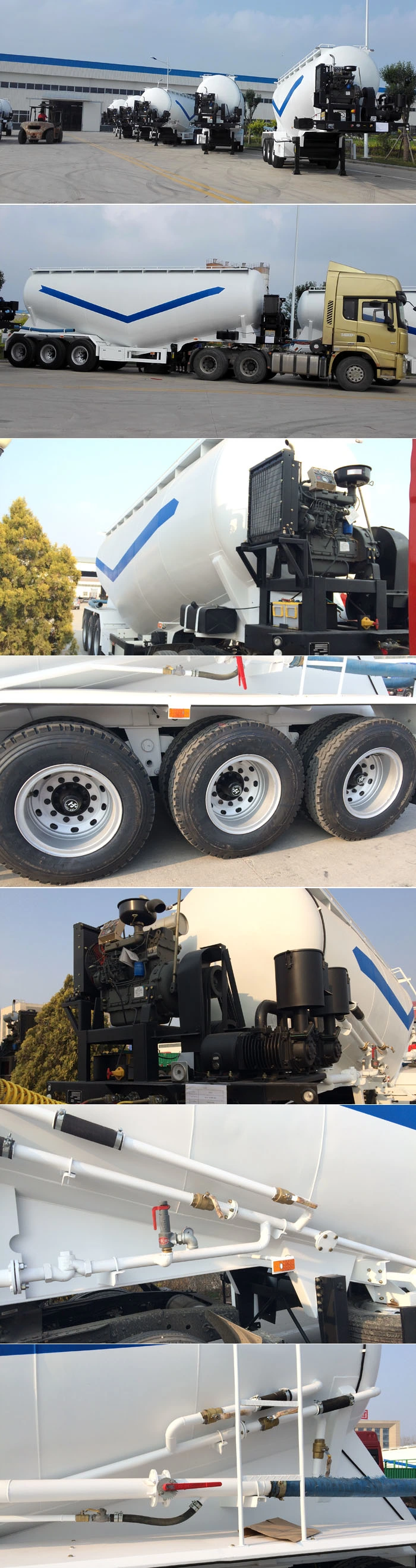 3 Axle 30/35/40/45cbm Bulk Cement/Fly Ash/Flour/Powder Material Transport Tank/Tanker Heavy Duty Truck Semi Trailer