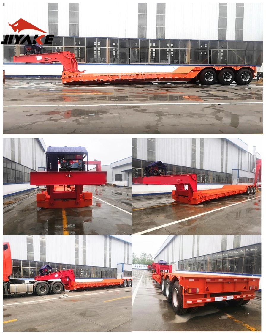 Jiyake Special Transport Heavy Machine Carrier Lowbed Semi Trailer with High Quality