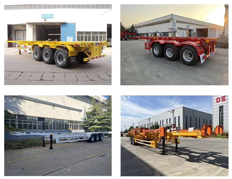 Vehicle Master 2 3 4 Axles 30 60 80 100t Skeleton 40 45 FT Skeletal Shipping Container Chassis Semi Truck Trailer