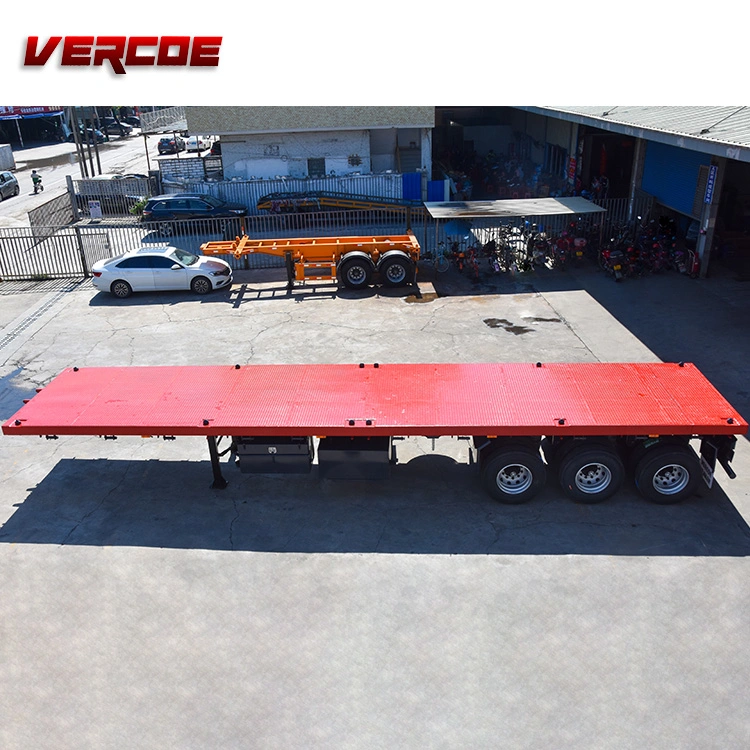 Best Price Vercoe 30 40 50 80 Ton 2 3 4 Axles Flatbed Semi Truck Container Trailers 48 FT 40 FT 20 FT Flatbed Trailer for Sale