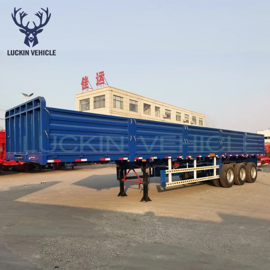 40FT Drop Side Wall Sidewall Board Bulk Fence Post Van Curtain Box Drop Dump Ribaltabile Trasporto Flatbed Container Heavy Duty Truck Semirimorchio in vendita